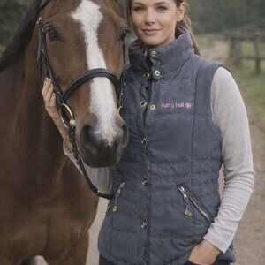 HARRY HALL Grey W/Pink Padded Gilet Medium Womens Casual Outdoor Outerwear Vest